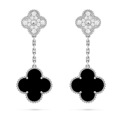 [Zalyn]CLOVER DUAL-MOTIF STATEMENT STUD EARRINGS - DOUBLE-CHARM COLLECTION