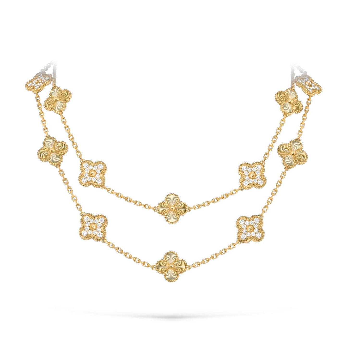 [Zalyn]CLASSIC 20-MOTIF LUCKY CLOVER LONG NECKLACE GOLD COLLECTION