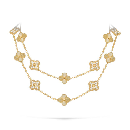 [Zalyn]CLASSIC 20-MOTIF LUCKY CLOVER LONG NECKLACE GOLD COLLECTION