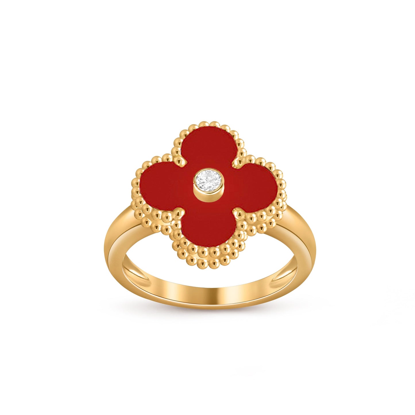 [Zalyn]LUCKY CLOVER DIAMOND-ACCENT GOLD RING COLLECTION
