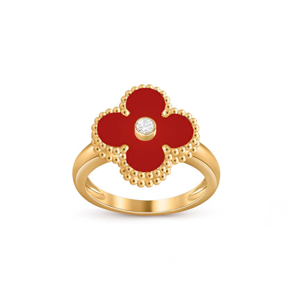 [Zalyn]LUCKY CLOVER DIAMOND-ACCENT GOLD RING COLLECTION