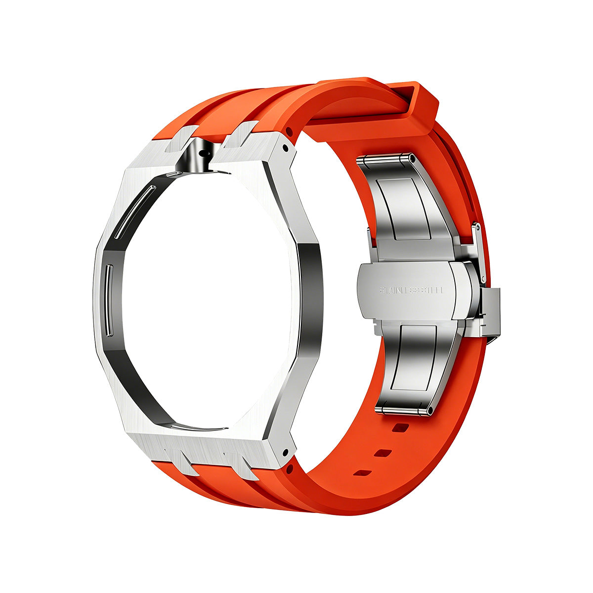 [Zalyn]OAK POP ORANGE-RED STEEL SILICONE STRAP