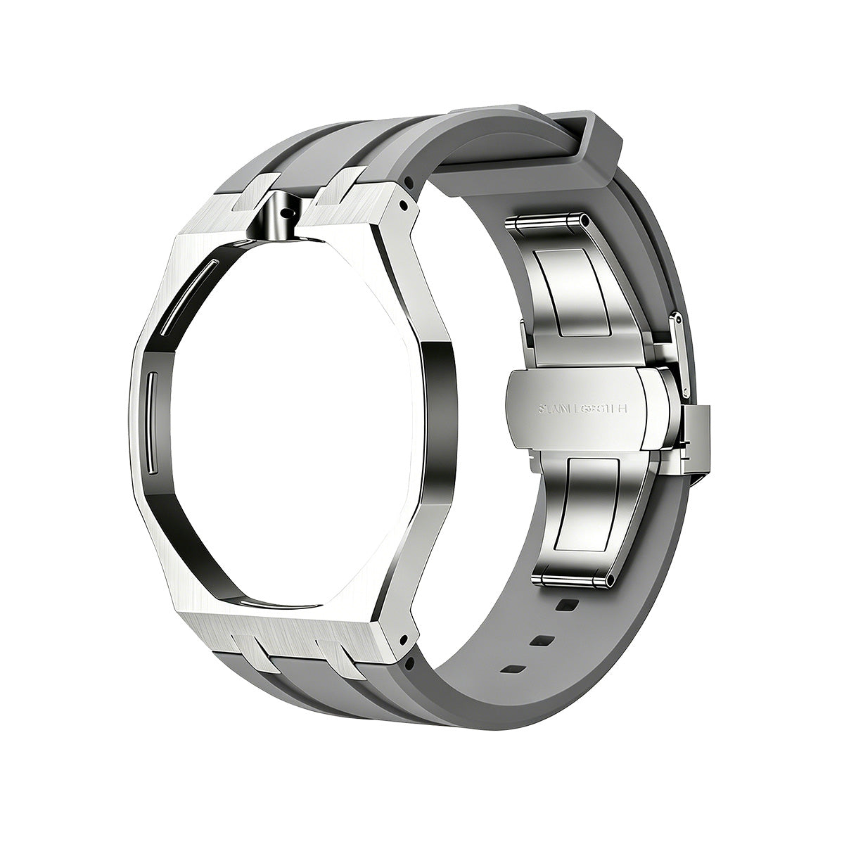 [Zalyn]OAK POP GRAY STEEL SILICONE STRAP