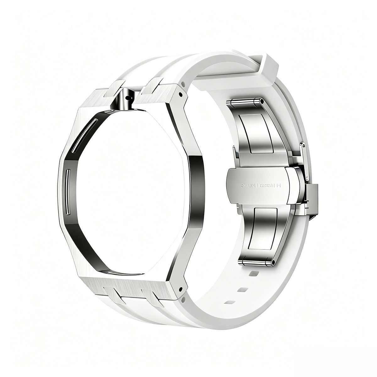 [Zalyn]OAK POP WHITE STEEL SILICONE STRAP