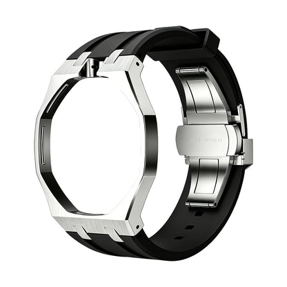 [Zalyn]OAK POP BLACK STEEL SILICONE STRAP