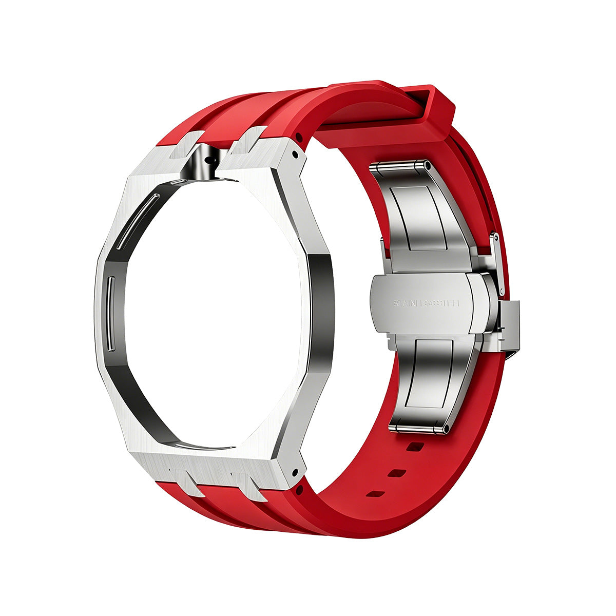 [Zalyn]OAK POP RED STEEL SILICONE STRAP