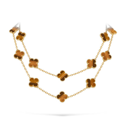 [Zalyn]CLASSIC 20-MOTIF LUCKY CLOVER LONG NECKLACE GOLD COLLECTION