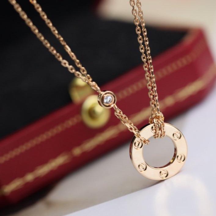 [Zalyn Jewelry ]LOVE NECKLACE ADJUSTABLE ROSE GOLD 2 DIAMOND