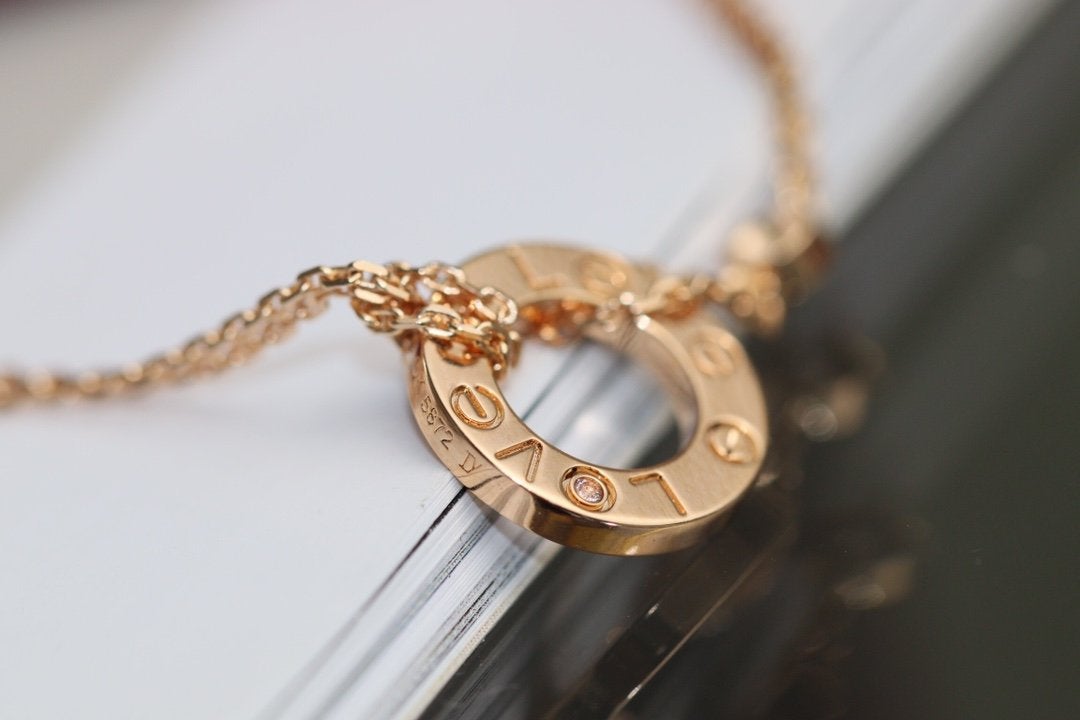 [Zalyn Jewelry ]LOVE NECKLACE ADJUSTABLE ROSE GOLD 2 DIAMOND