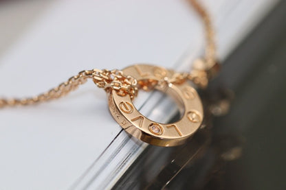 [Zalyn Jewelry ]LOVE NECKLACE ADJUSTABLE ROSE GOLD 2 DIAMOND