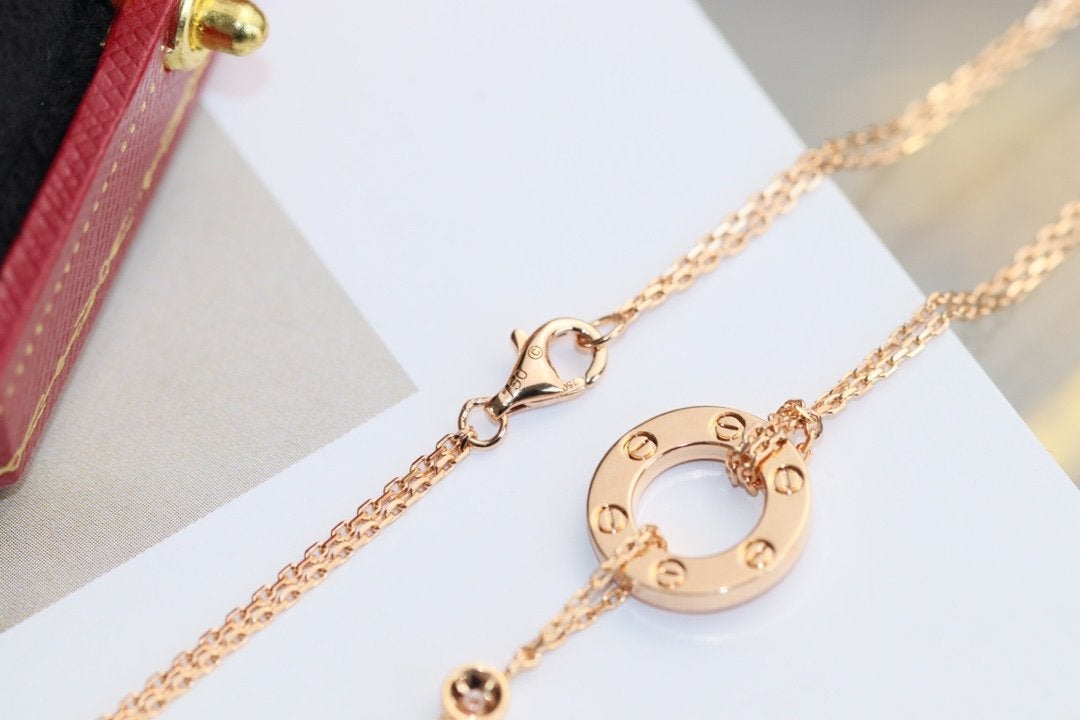 [Zalyn Jewelry ]LOVE NECKLACE ADJUSTABLE ROSE GOLD 2 DIAMOND