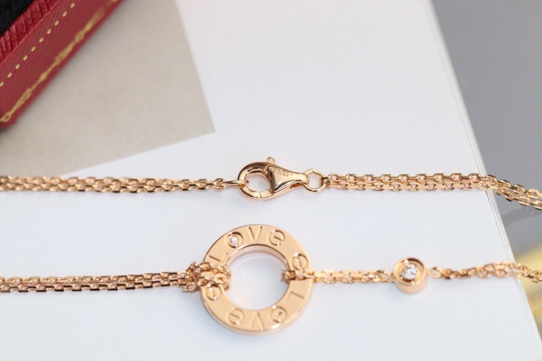 [Zalyn Jewelry ]LOVE NECKLACE ADJUSTABLE ROSE GOLD 2 DIAMOND