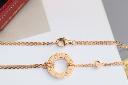 [Zalyn Jewelry ]LOVE NECKLACE ADJUSTABLE ROSE GOLD 2 DIAMOND