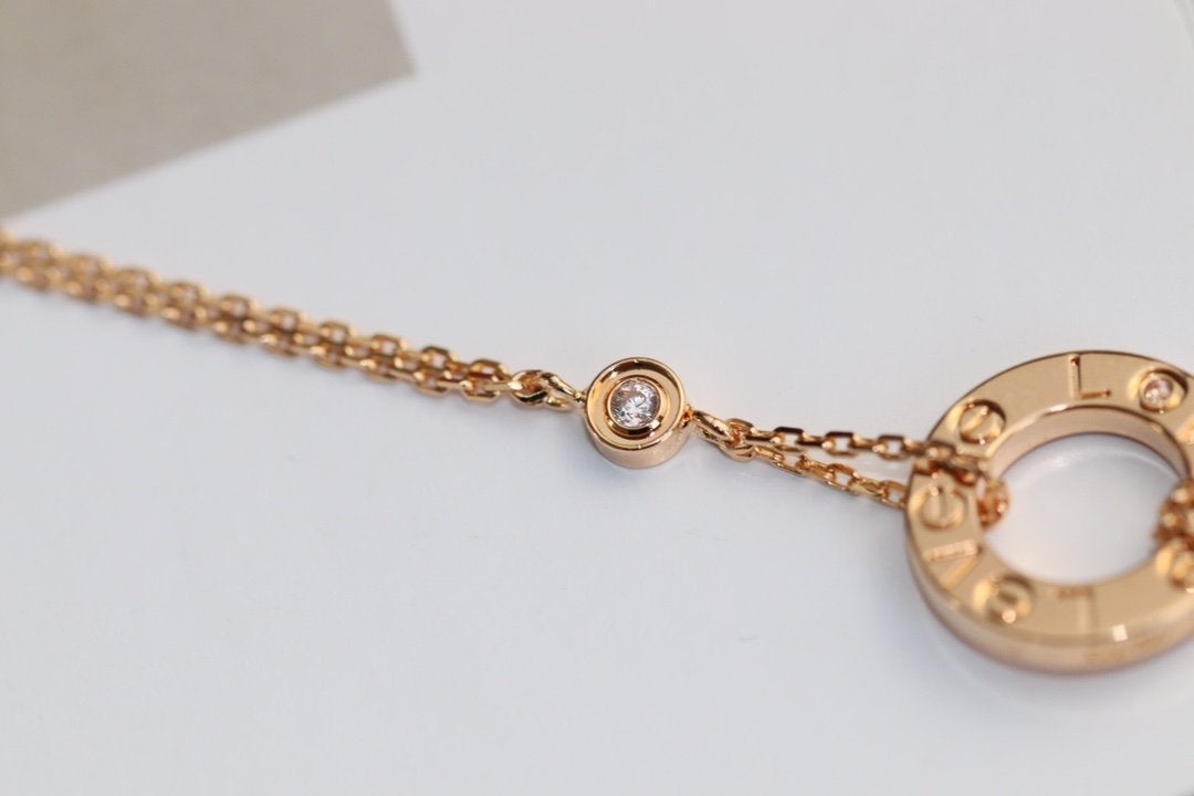 [Zalyn Jewelry ]LOVE NECKLACE ADJUSTABLE ROSE GOLD 2 DIAMOND