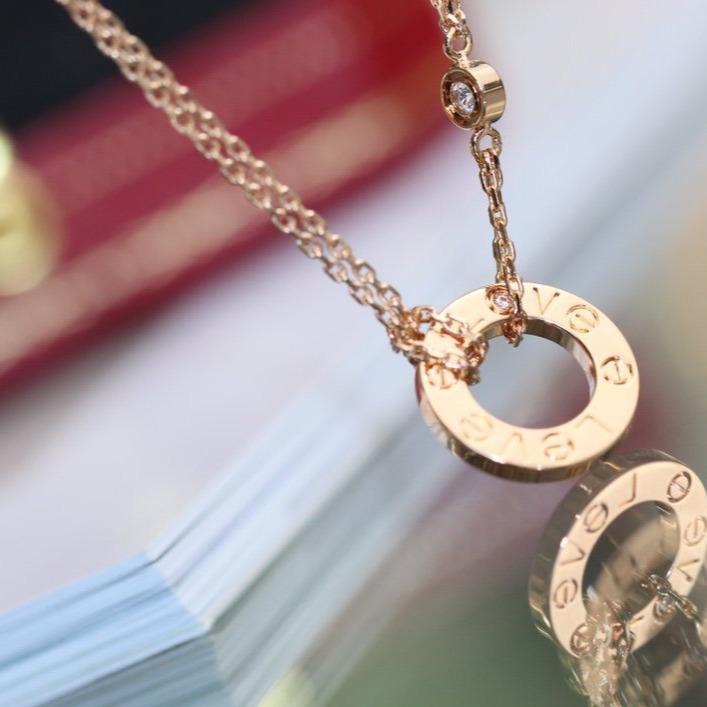 [Zalyn Jewelry ]LOVE NECKLACE ADJUSTABLE ROSE GOLD 2 DIAMOND