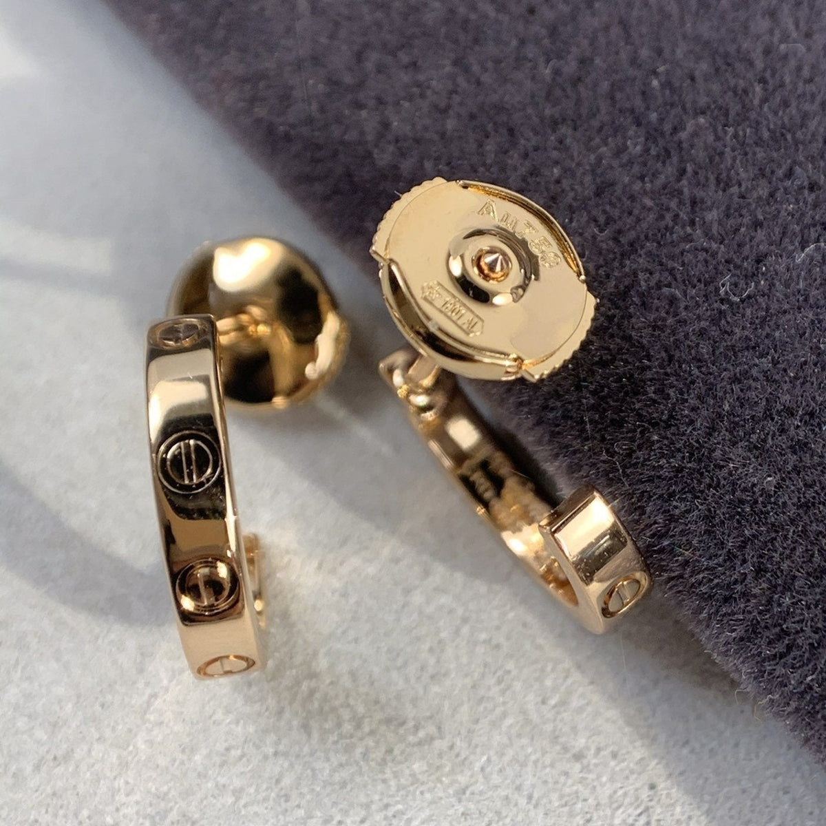 [Zalyn Jewelry ]LOVE EARRINGS 2.65MM PINK GOLD