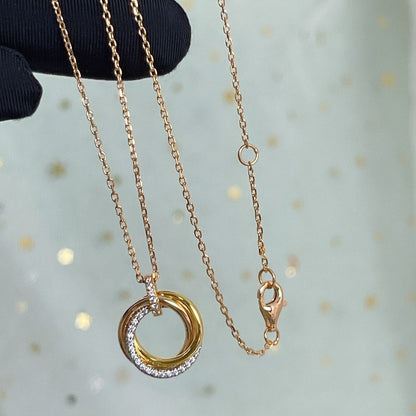 [Zalyn Jewelry ]TRINITY NECKLACE SILVER GOLD PINK GOLD DIAMONDS