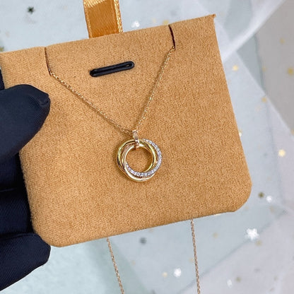 [Zalyn Jewelry ]TRINITY NECKLACE SILVER GOLD PINK GOLD DIAMONDS
