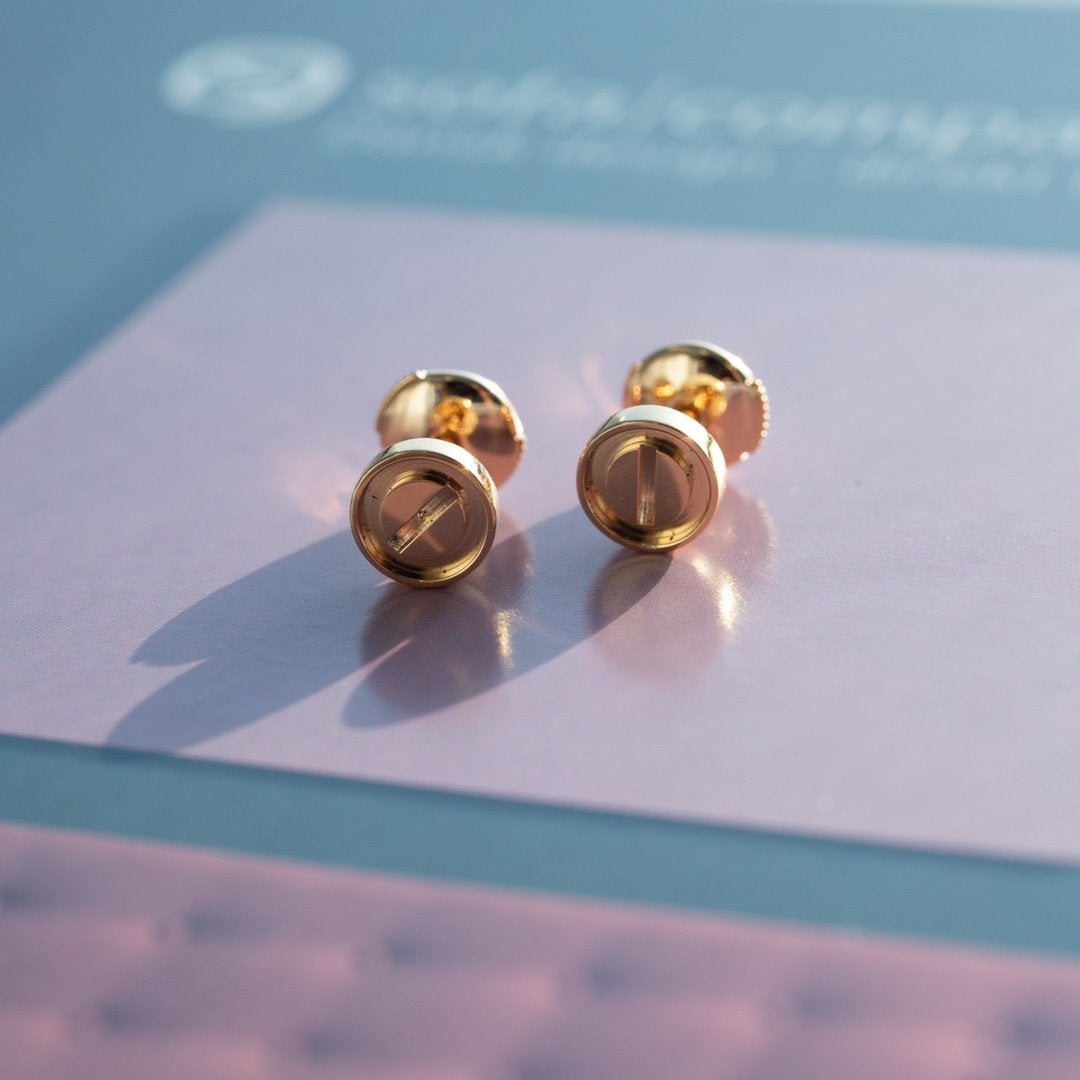 [Zalyn Jewelry ]LOVE EARRINGS PINK GOLD 10MM