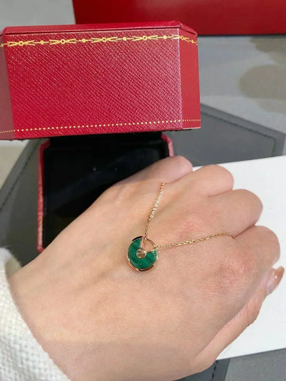 [Zalyn Jewelry ]AMULETTE ROSE GOLD MALACHITE NECKLACE