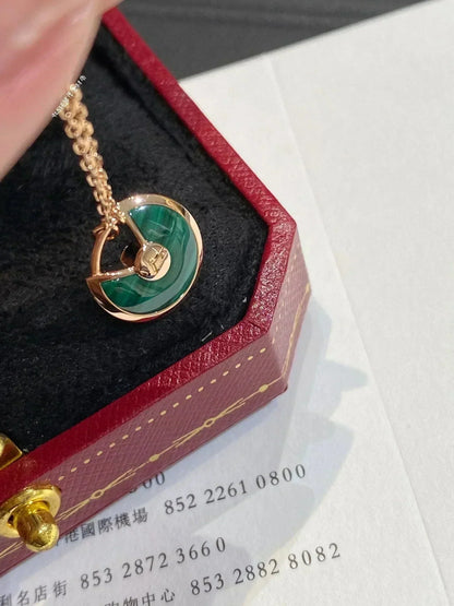 [Zalyn Jewelry ]AMULETTE ROSE GOLD MALACHITE NECKLACE