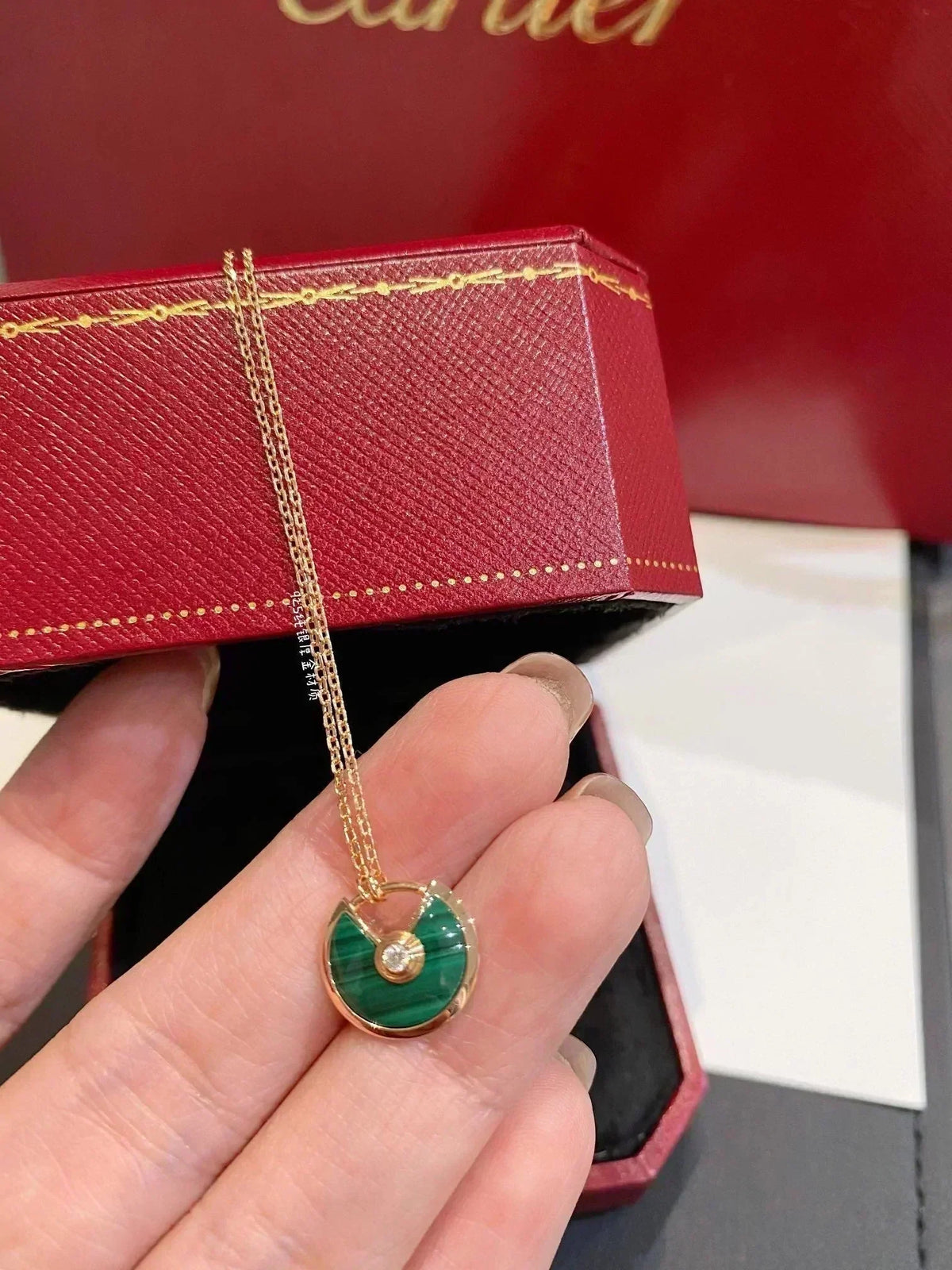 [Zalyn Jewelry ]AMULETTE ROSE GOLD MALACHITE NECKLACE