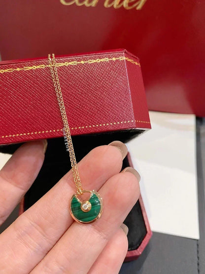 [Zalyn Jewelry ]AMULETTE ROSE GOLD MALACHITE NECKLACE