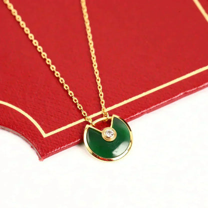 [Zalyn Jewelry ]AMULETTE GOLD MALACHITE NECKLACE