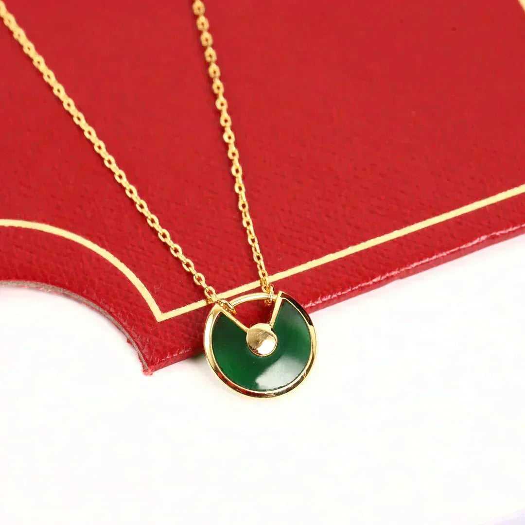 [Zalyn Jewelry ]AMULETTE GOLD MALACHITE NECKLACE