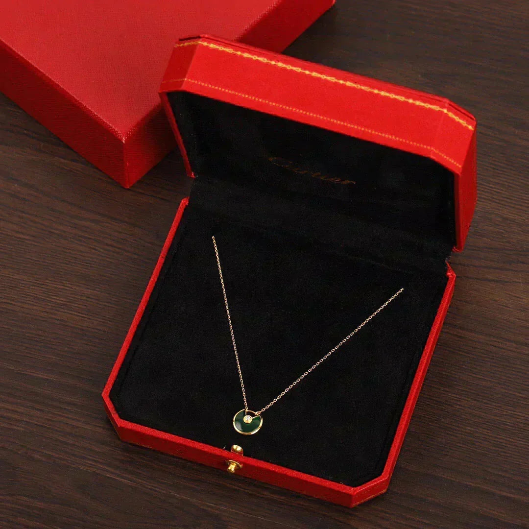 [Zalyn Jewelry ]AMULETTE GOLD MALACHITE NECKLACE