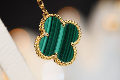 [Zalyn Jewelry ]CLOVER EARRINGS GOLD MALACHITE DIAMOND 3 MOTIF