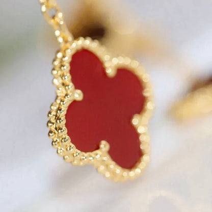 [Zalyn Jewelry ]CLOVER  2 MOTIF  TIGER EYE CARNELIAN EARRINGS