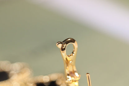 [Zalyn Jewelry ]CLOVER EARRINGS GOLD ONYX MOP 3 MOTIF