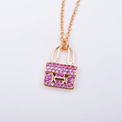 [Zalyn]CONSTANCE PEDANT PURPLE DIAMOND NECKLACE