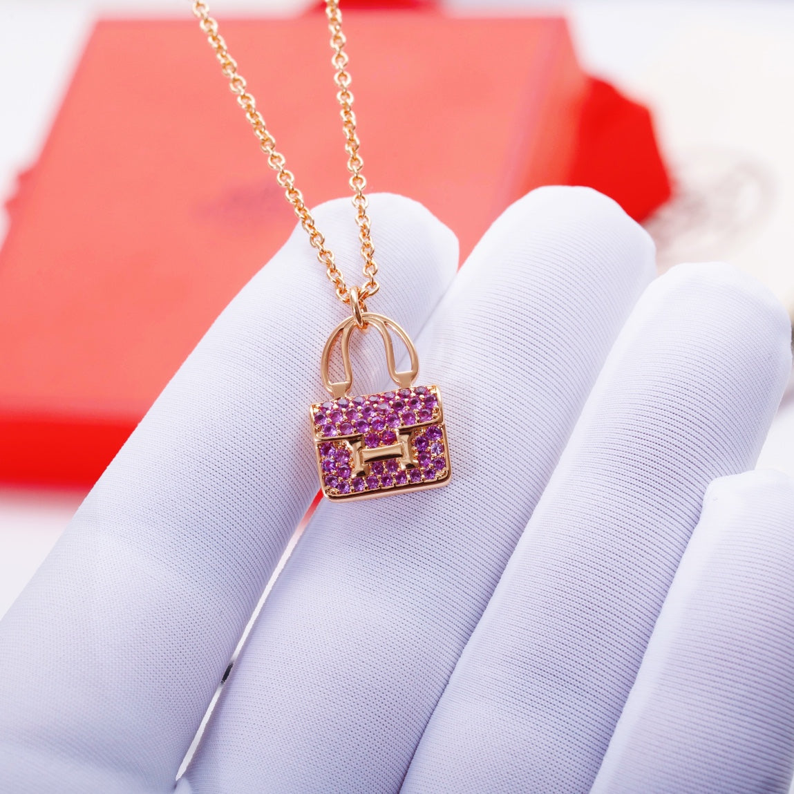 [Zalyn]CONSTANCE PEDANT PURPLE DIAMOND NECKLACE