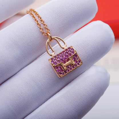 [Zalyn]CONSTANCE PEDANT PURPLE DIAMOND NECKLACE