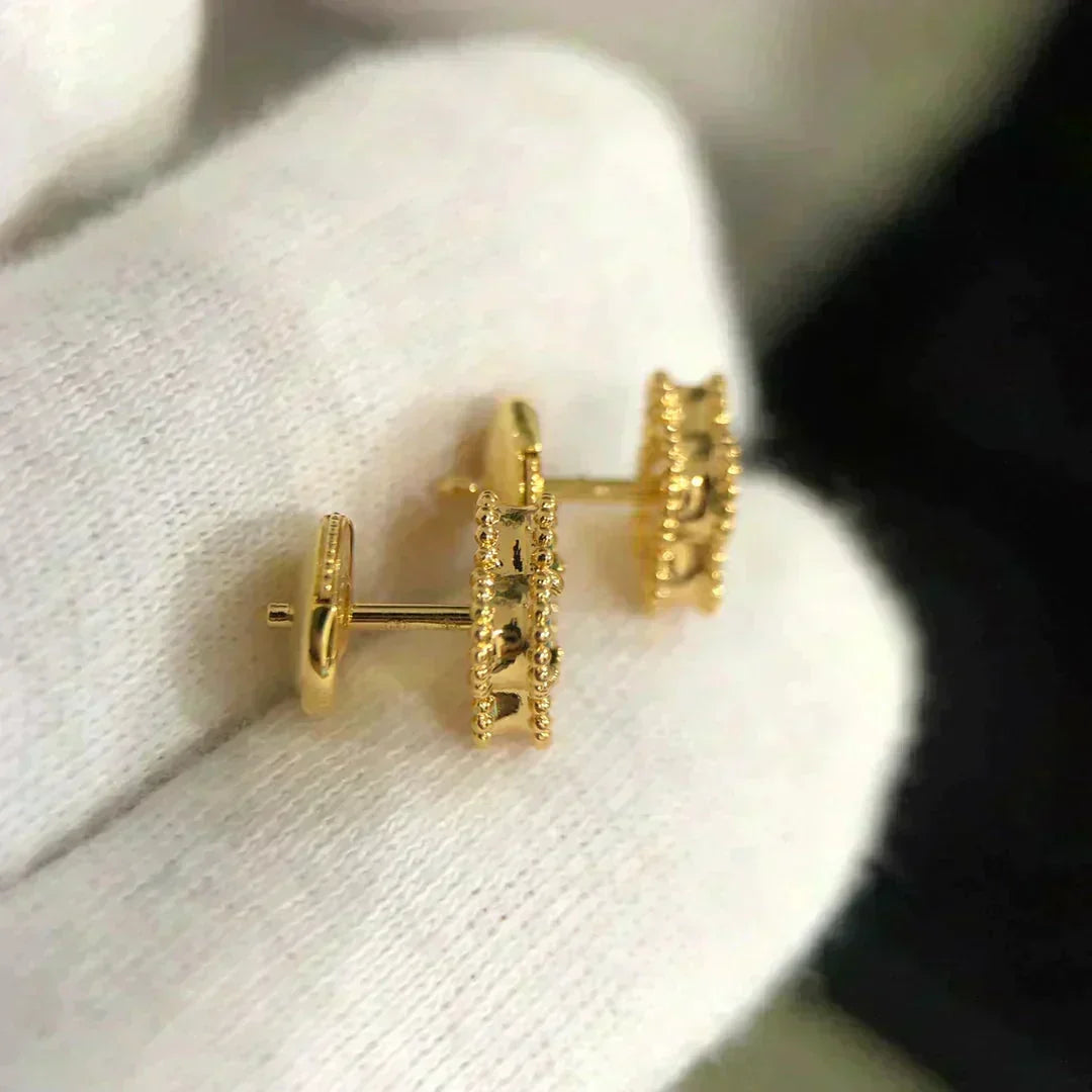 [Zalyn Jewelry ]CLOVER MINI 9.5MM MALACHITE  EARRINGS