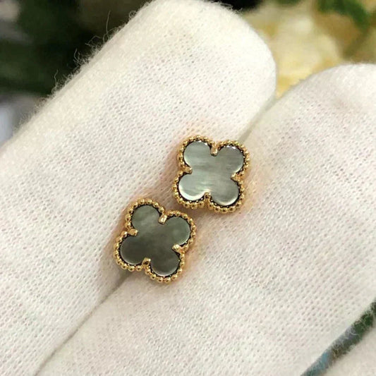[Zalyn Jewelry ]CLOVER MINI 9.5MM GRAY MOP EARRINGS