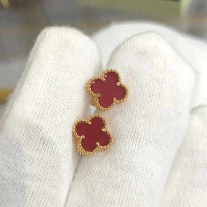 [Zalyn Jewelry ]CLOVER MINI 9.5MM CARNELIAN EARRINGS