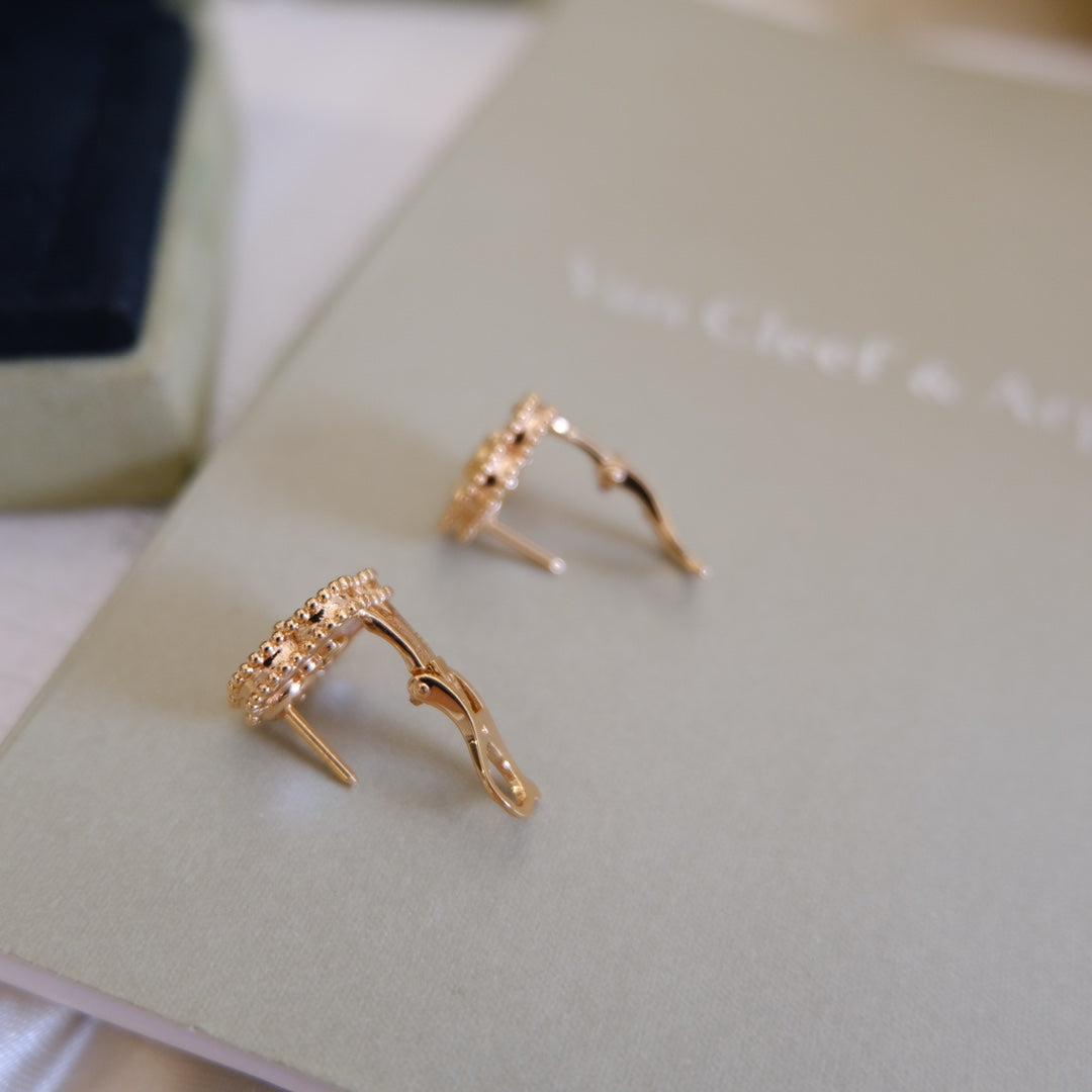 [Zalyn Jewelry ]LUCKY PINK GOLD WHITE MOP EARRINGS