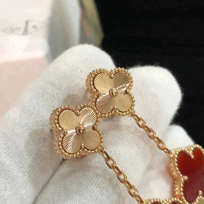 [Zalyn Jewelry ]CLOVER 2 MOTIF  LASER CARNELIAN EARRINGS