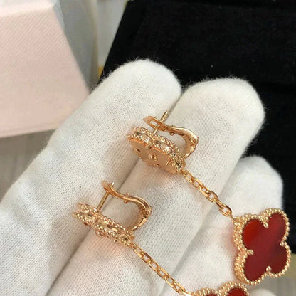 [Zalyn Jewelry ]CLOVER 2 MOTIF  LASER CARNELIAN EARRINGS
