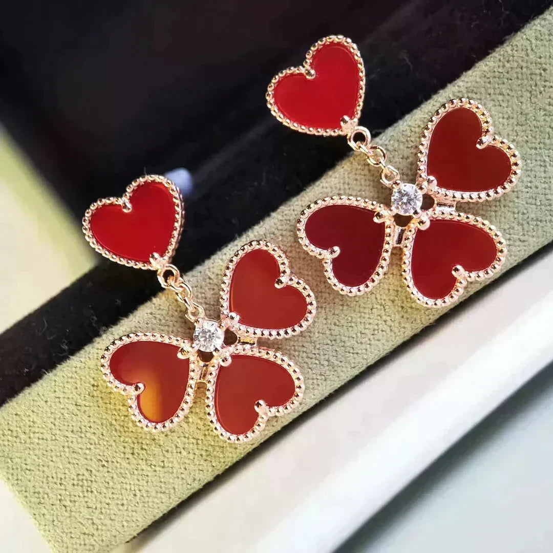 [Zalyn Jewelry ]SWEET CLOVER CARNELIAN EARRINGS