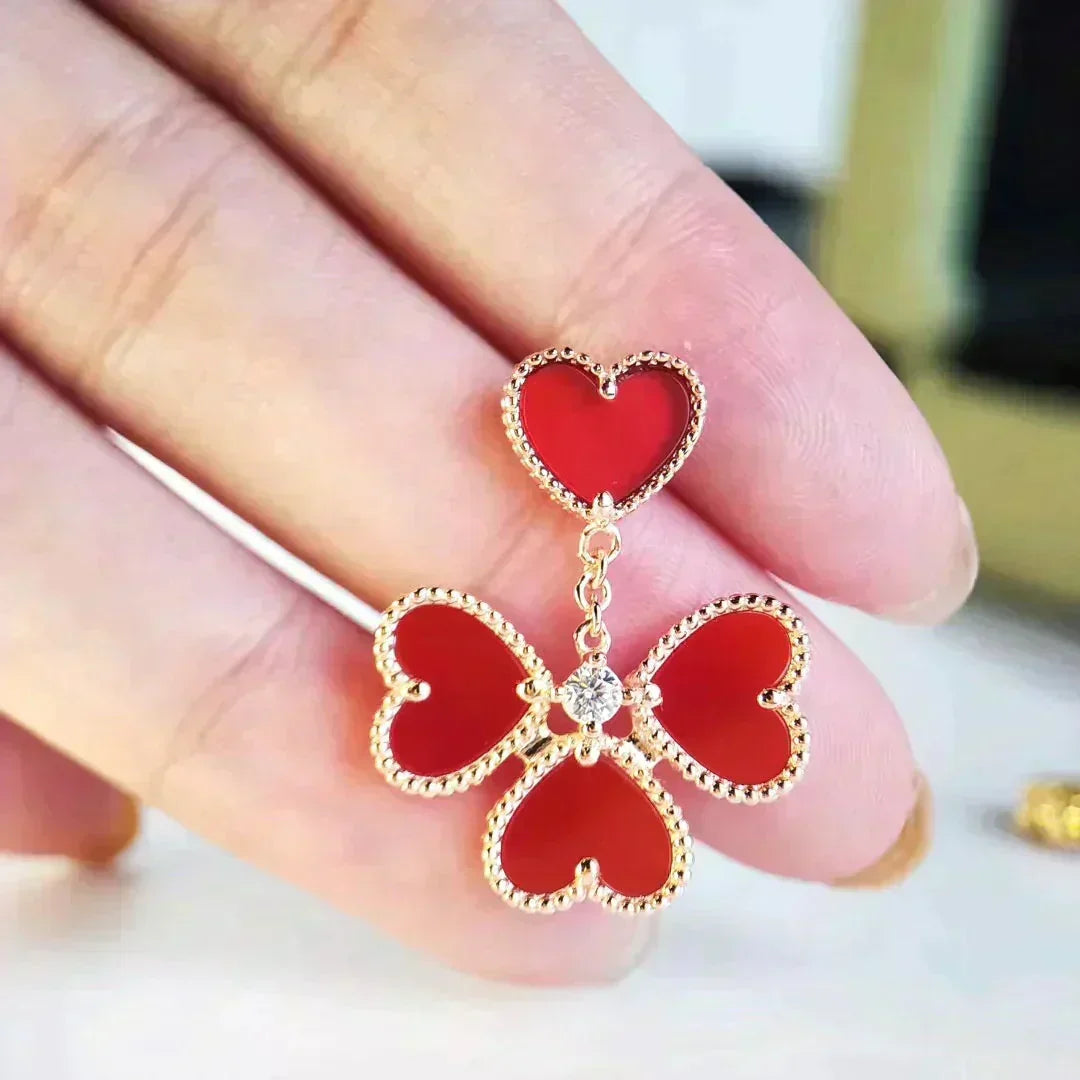 [Zalyn Jewelry ]SWEET CLOVER CARNELIAN EARRINGS