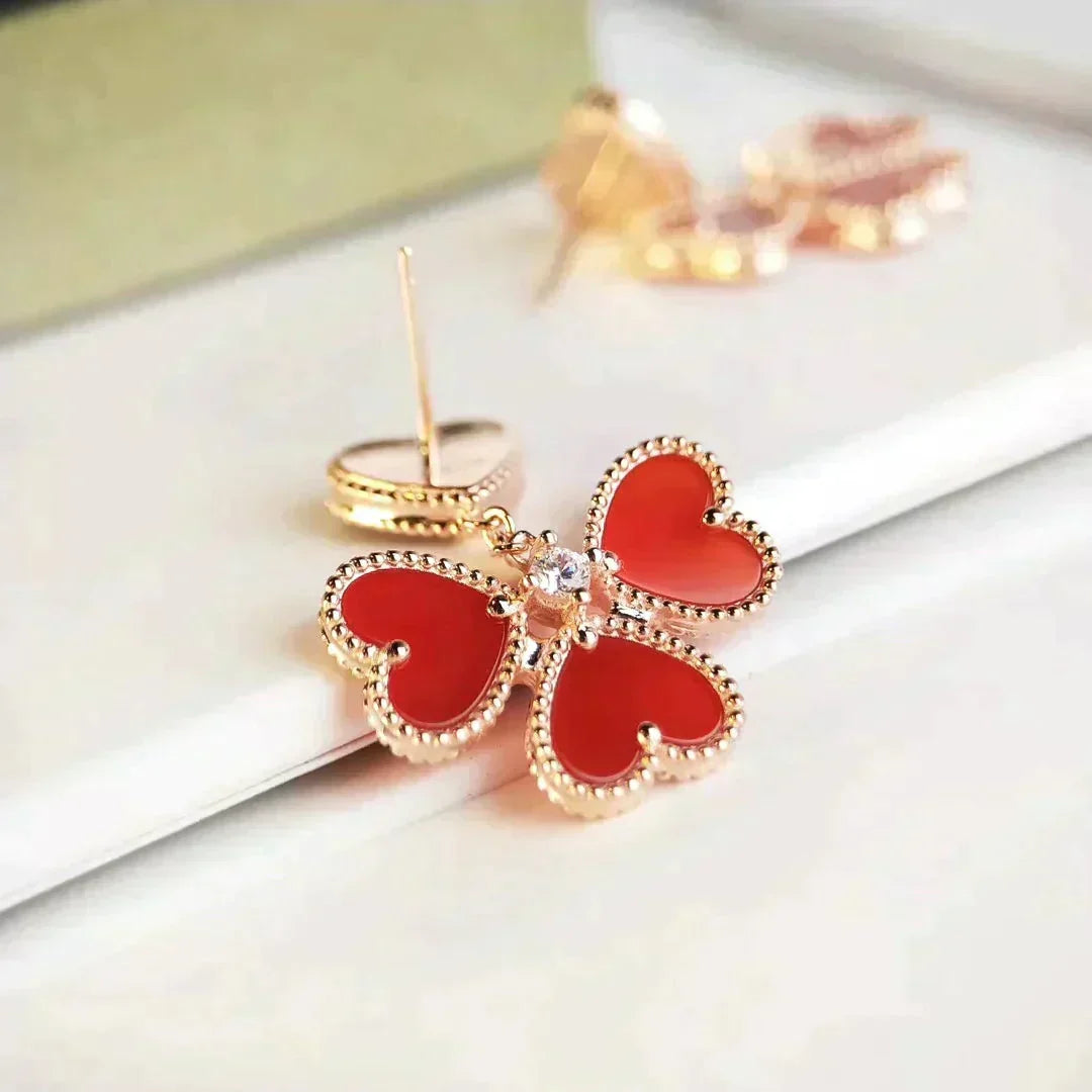 [Zalyn Jewelry ]SWEET CLOVER CARNELIAN EARRINGS