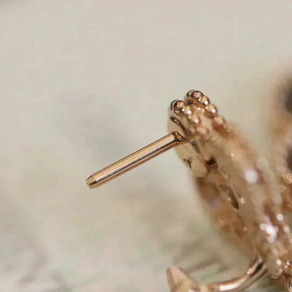 [Zalyn Jewelry ]CLOVER MEDIUM 1 MOTIFS FUll DIAMOND EARRINGS