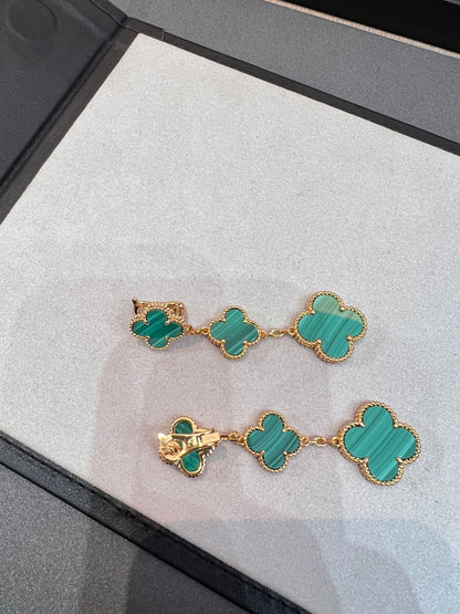 [Zalyn Jewelry ]CLOVER MALACHITE 3 MOTIFS GOLD