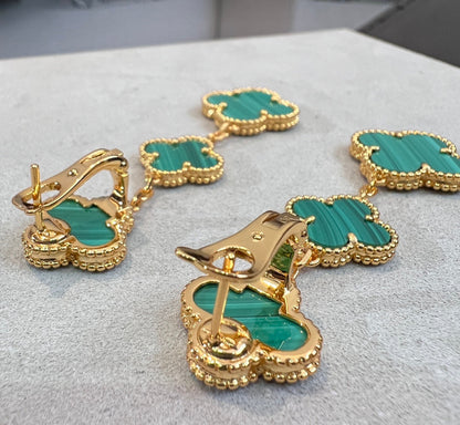 [Zalyn Jewelry ]CLOVER MALACHITE 3 MOTIFS GOLD