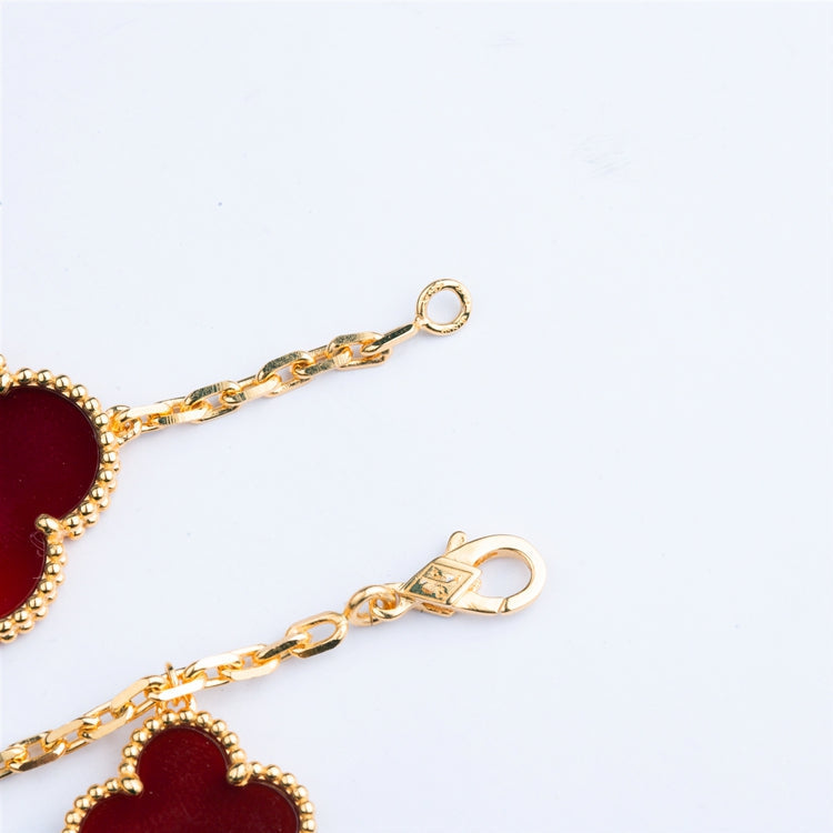 [Zalyn Jewelry ]CLOVER BRACELET 5 MOTIFS CARNELIAN TIGER EYE