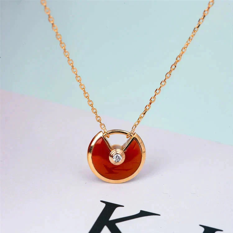 [Zalyn Jewelry ]AMULETTE GOLD CARNELIAN ONYX NECKLACE